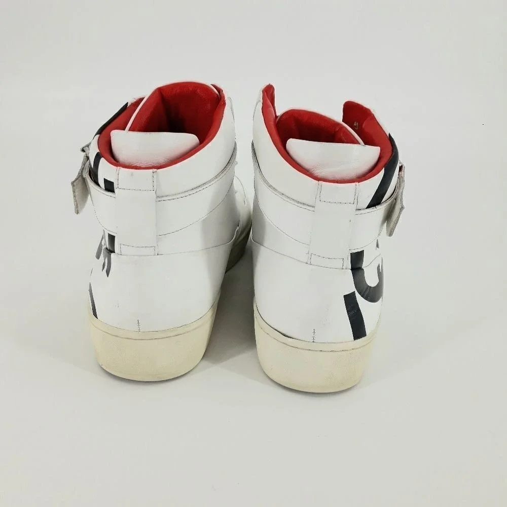 Y2K Calvin Klein Spell Out High Top Sneakers Sz 11‎ Navin Nappa Logo White Black